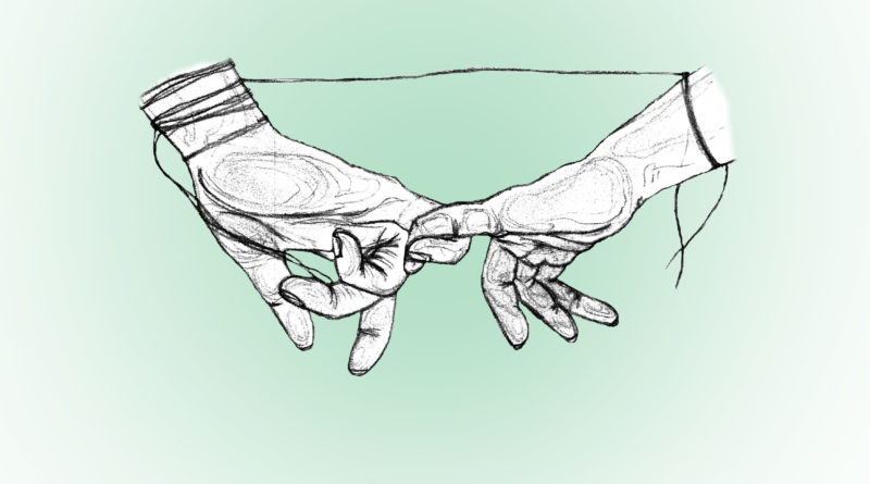 Dibujo de dos manos entrelazando sus meñiques